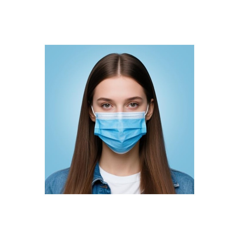500 Pcs Blue Disposable Face Masks, 3 Ply Face Masks