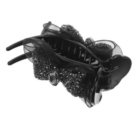 Gatuida Rhinestone Bow Hair Claw Clip for Women Unique Shark Design Hair Accessory for High Ponytails and Buns Versatile Styling Grip for Weddings and Parties