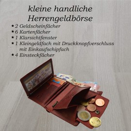 flevado Pedro Vintage Wallet Used Look Leather Red Men's Wallet Full Leather, red, Modern