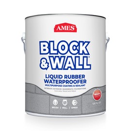 Ames Block & Wall™ Liquid Rubber Waterproofer Multi-Purpose Coating & Sealant - 1 Gallon - Perfect to Use As Concrete Sealer and Waterproofer for Basements and Foundations - Made in The USA, White