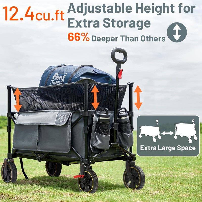 TIMBER RIDGE 350L Extra Large Collapsible Folding Wagon Carts with