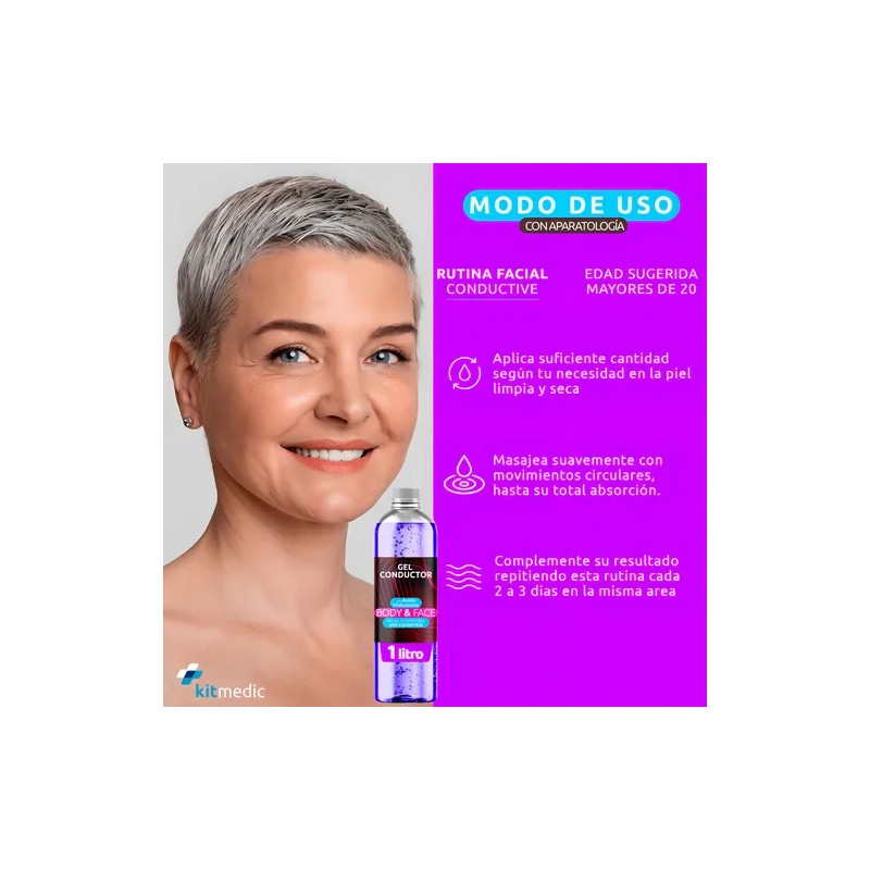 Gel Conductor Acido Hialurónico Antiedad Corporal Facial 1lt