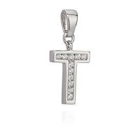 NKlaus Necklace Pendant Letter A-Z Silver 925 Tarnish Protection Zircon White Alphabet, Silver, Cubic Zirconia