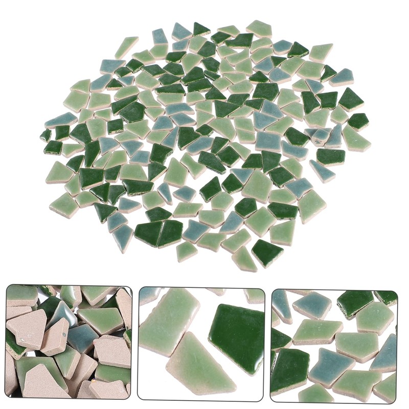 NUOBESTY 200g Green Broken Tiles Mixed DIY Tiles Ceramic Set