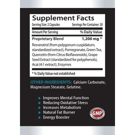 PRIVATE LABEL Resveratrol 1200mg 120 Capsules - Anti-Aging Antioxidant Healthy Heart 2 Bottles