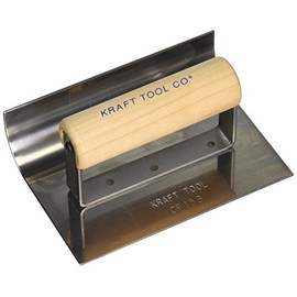 Kraft Tool CF153 1-Inch Radius Inside Curb and Sidewalk Tool with Wood Handle, 6 x 4-Inch