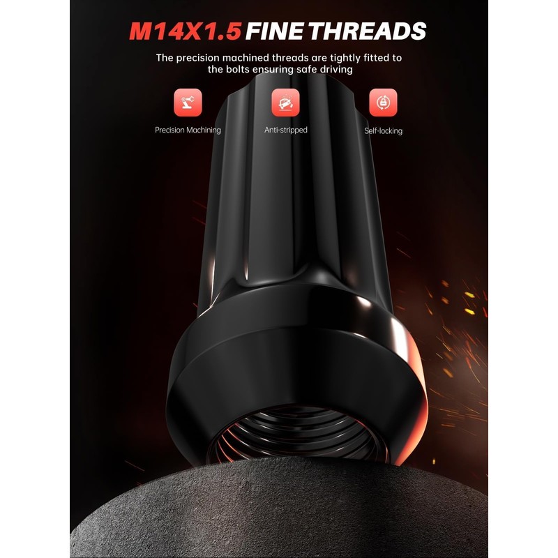 Sposuit M14x1.5 Spline Lug Nuts - Replacement for 2001-2006 Chevy