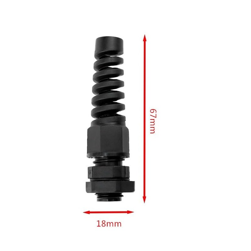 Liyquint 10pcs PG7 Black Cable Gland 3mm-6.5mm Wire Hole Waterproof