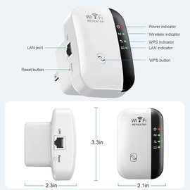 WiFi Extender Signal Booster Up to 5000sq.ft and 45 Devices, WiFi Range Extender, Wireless Internet Repeater, Long Range Amplifier with Ethernet Port, 1-Key Setup Access Point
