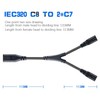 2X IEC320 C8 to 2X C7 Y Split AC Power