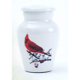 BOLD & DIVINE Adult Cremation Urns for Human Ashes Adult for Funeral, Burial, Columbarium or Home, Cremation Urns for Human Ashes Adult 200 Cubic inches, Urns for Ashes (Cardinal Bird Small Keepsake)