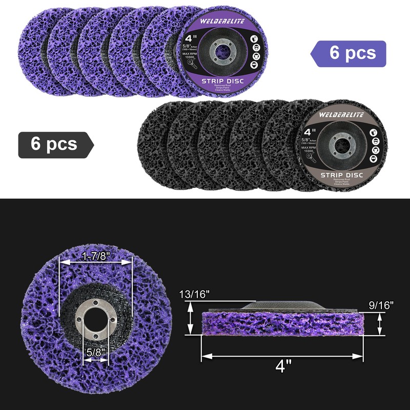 WelderElite Paint Stripping Discs Set, 4" 12-Pack - 6 Purple