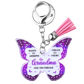 Grandma Christmas Gifts for Grandmother Nana Purple Butterfly Keychain for Grandma Retirement Gifts for Gigi Women I Love You Grandma Gifts for Grandmother Birthday Gifts from Grandson Granddaughter