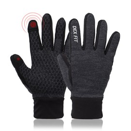 DEX FIT Warm Fleece Winter Outdoor Gloves LG201 Thermal, Ideal for Running, Hiking, Cycling Outdoor in Cold Weather, Touchscreen Compatible, Firm Silicone Grip, Washable; Grey S (7) 1 Pair