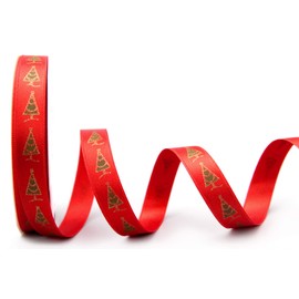 finemark 20 m x 15 mm WEIHNACHTSBAND Weihnachtsbaum ROT GRÜN Gold Dekoband Satin Satinband Geschenkband Weihnachten Schleifenband Geschenkvepackung Christmas Winter Deko