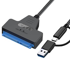 Adaptador SATA a USB 3.0 / USB C Dos en Uno, Adaptador Disco Duro a USB 3.0 / Tipo C a SATA, Compatible con Unidades SSD/HDD de 2.5" （No se admite 3.5"）, Soporte para Lectura Rápida Uasp