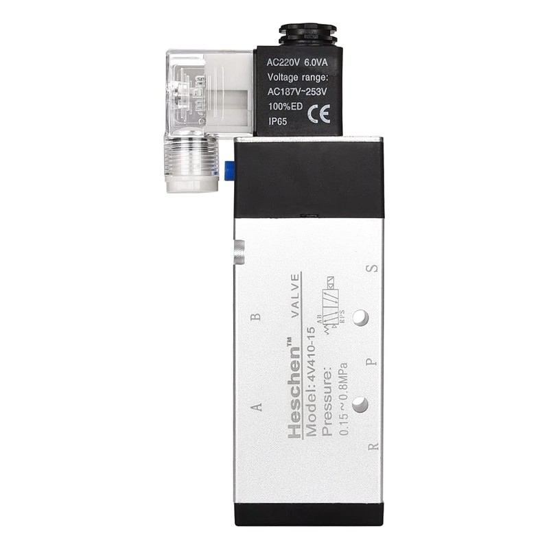 Heschen Electrical Pneumatic Solenoid Valve, 4V410-15, 220VAC, PT1/2'' Port, 5