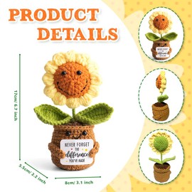 Thank You Gift - Emotional Sunflower Support Crochet - Never Forget The Difference You Make Gifts for Mothers Day Birthday - Retirement Appreciation Gifts for Coworkers Boss Mom Teacher Mentor Nurse