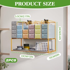 WHXGG 2 Pack Hair Color Organizer Hair Color Display Rack Wall Mounted Dye Storage Racks for Salon Storage Rack Hairs Dye Tube Storage Display Rack for Stylists Spa Beauty Home, Gold