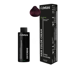 Femmas Hair Colour Set Medium Blonde Purple Red 7.26 I Hair Colour Cream 100 ml + Oxycream 100 ml 6% I Permanent Hair Colouration + Developer I Gentle & Long-Lasting I Salon Hair Colour for Home