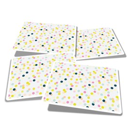Vinyl Rectangle Stickers (Set of 4) 10cm - Pink Yellow Blue Dot Pattern Graduation for Laptops, Tablets, Luggage, Scrap Booking, Fridges #170328