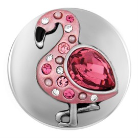 Ginger Snaps Flamingo, 20 Millimeter, Pink, Rhodium Plated, Women, Jewelry and Accessories