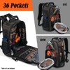 WELKINLAND 36-Pockets Electrician Backpack, Hard-Based HVAC Backpacks, Waxed-Canvas Technician Backpack,