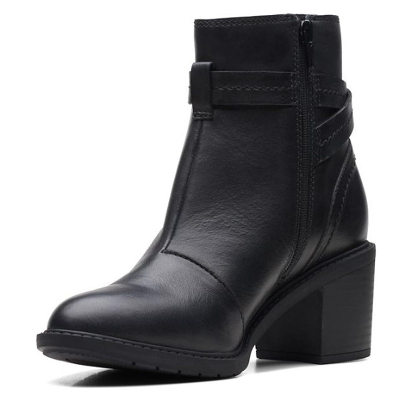 Clarks Women's Scene Star Mid Calf Boot, Black Leather, 8
