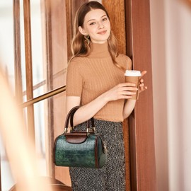 NICOLE & DORIS Women Handbags Crossbody Bag Fashion Satchel Bags PU Leather Top Handle Bags Crocodile Shoulder Bags Messenger Bags Ladies Purses Handbag for Work Party Daily Green