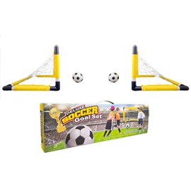 Set of 2 Portable Pop-Up Soccer Goals for Kids, Complete with Soccer Ball, Perfect for Backyard Training and Outdoor Sports for Youth and Toddlers.