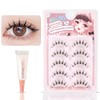 Natural False Eyelashes, Corner of Eyes, Thin Transparent Axis, Handmade,