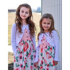 Arshiner Girls' Basic Cardigan Shrug Ruffle Short Bolero Elegant Bolero Jacket Short for Communion Dress Christening Dress, White