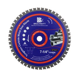 7-1/4" Metal Cutting Circular Saw Blade - BRSCHNITT Tungsten Carbide Tipped TCT Saw Blades for Steel, Stainless Steel, Nickel, Titanium, Ferrous Metals, Steel Pipe（48T Arbor:5/8"）