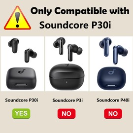 [2 Pack] easyBee Case Compatible with Soundcore P30i Charging Cover, with 2 Keychain and Anti-Lost Strap, Soft Liquid Silicone Ultra Thin Shockproof Protective Kit - Black and Blue