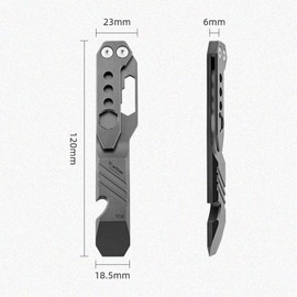 Ti artisan Titanium EDC Pry Bar Bottle Opener with Storage Bag Portable EDC Multi Tool (Black)