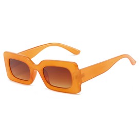 LASPOR Vintage 90s Rectangle Sunglasses Trendy Nude Square Sunglasses for Women Men, Orange, 51mm