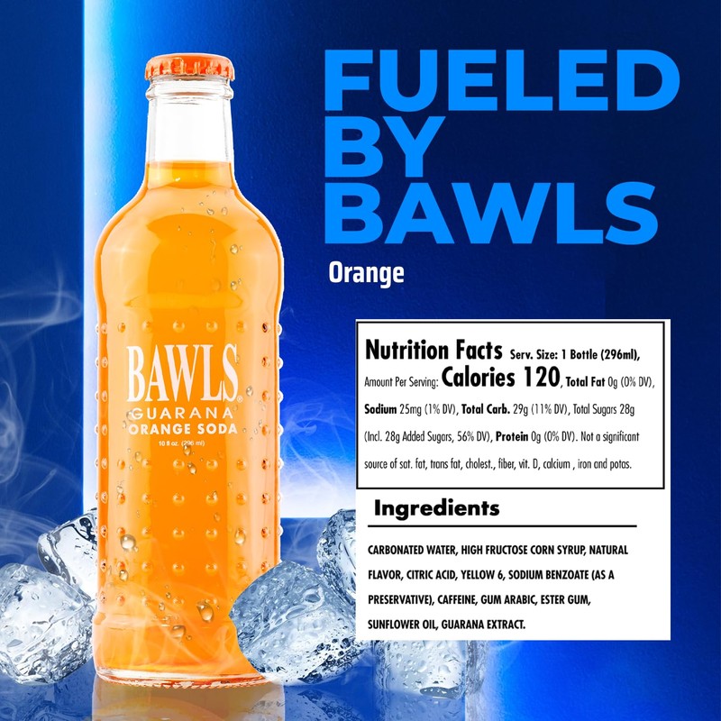 BAWLS Guarana Mandarin Orange, BAWLS Guarana Drink, Guarana Soda, Guarana