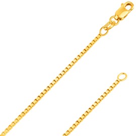 ITALIAN FASHIONS REAL Solid 10K Yellow or White Gold 0.50mm - 1.3mm Diamond-Cut Square Mirror Box Veneziana Chain Necklace with Lobster Claw Clasp | Multiple Lengths Available | Men Women | MADE IN ITALY (10K Solid Yellow Gold 0.7mm, 20.0 Inches)