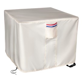 Topcover Fire Table Cover - Waterproof 600D Outdoor Firepit Covers Square Fits for 28-30 Inch Patio Gas Propane Fire Pit (Beige - 30" x 30"W x25"H)