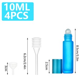 4 Stück Leer Glas Roll-on Flaschen mit Edelstahl-Roller，Für ätherische Öle, Lotionen, Parfums, 4-farbig Roller Leere Flaschen für Zuhause Reisen