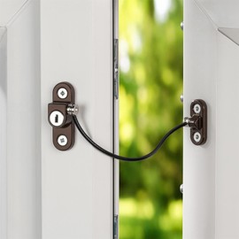 Schlosser Technik 4 Pack Key Locking Mini Cable Window Restrictor in Brown – Durable Child Safety Lock for uPVC, Aluminium & Wooden Windows – Ideal Window Safety Restrictor for Home & Office Use