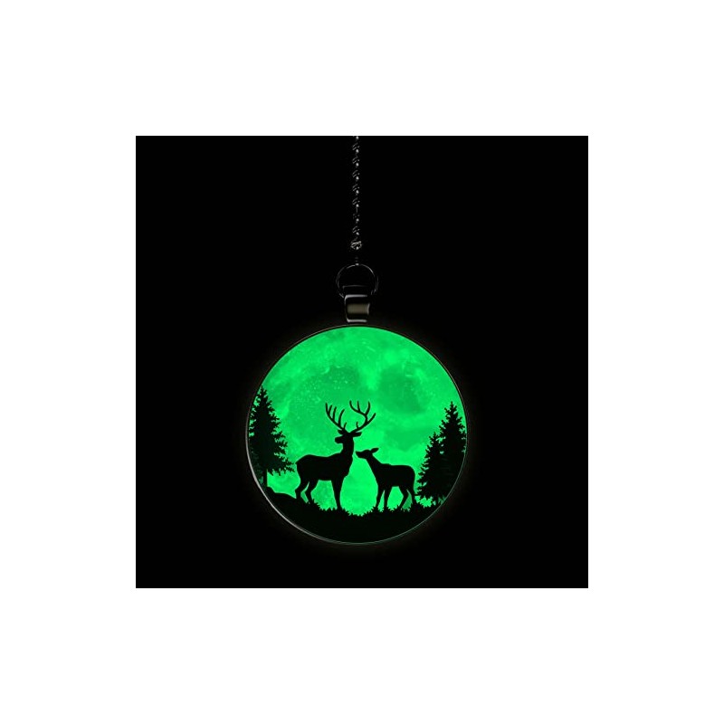 Gotham Decor Buck and Doe Deer Evergreen Forest Glow in