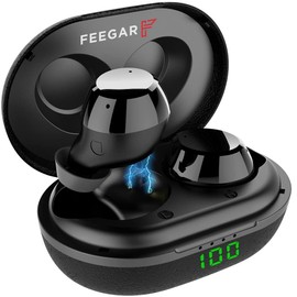 Feegar AIR100 PRO Wireless Kopfhörer Bluetooth TWS Drahtlos Earphone BT 5.0 IPX5 BT Ladestationskapazität: 500 mAh Akkukapazität des Kopfhörers: 50mAh Musikdauer: bis zu 5-6 Stunden 5-6h IPX5