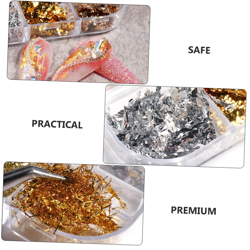 Beavorty Nail Glitter Foil Flakes of Metallic Nail Art Stickers