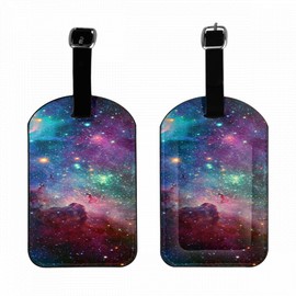 Zoczos Rainbow Galaxy Space Leather Luggage Travel Bag Tags Cloud Cluster Colorful Interstellar Cosmic Astronomy Luggage Tag Holder Name ID Labels Set for Men Women, 1 Pack