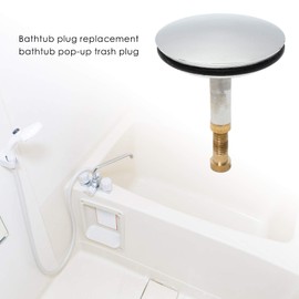 Bath Plug, Shower Plug, Drain Plug, Chrome, Made of Solid Brass Including Accessories for Bathtub, Chrome Brass with Double Seal, Rustproof Bathtub Plug Bathroom