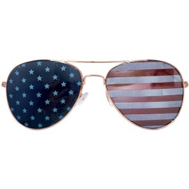 OWL Flag Aviators July 4th Sunglasses for Women and Men UV400 Gold Frame