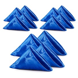 HommxJF 12 Pieces Scroll Damask Jacquard Satin Napkins Royal Blue Cloth Napkins 17 x 17 inch,Water Resistant Spillproof Dinner Napkins for Restaurant Weddings Party Dinner Decoration