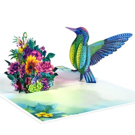 Yimofy Hummingbird Pop Up Greeting Card for All Occasions, 3D Birthday Card Mother's Day Father's Day Anniversary Thank You Card with Envelope for Mom, Dad, Grandma, Wife, Friends, Bird Lovers