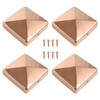 4 Pcs Copper Fence Post Caps with Screw, 4x4''(Actual 3.5x3.5'')